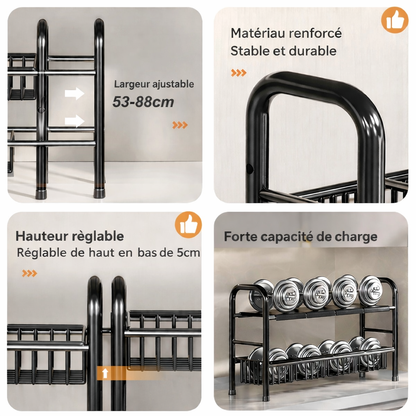 Support de rangement sous évier réglable