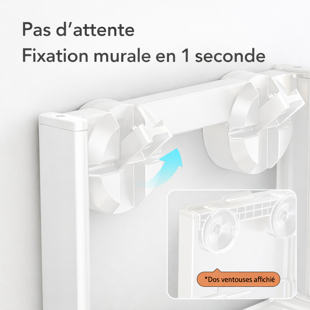 Étagère de Cuisine à Ventouses – Rangement Pliable Sans Perçage